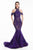 Terani Couture - 1823GL7531 Beaded and Feathered Mermaid Dress in Purple and Neutral