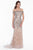 Terani Couture - 1823GL7540 Metallic Rectangle Embellished Sheath Gown in Silver and Neutral