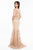 Terani Couture - 1823M7704 Sequined Metallic Lace Trumpet Dress in Gold and Neutral