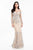 Terani Couture - 1823M7706 Sequined Sweetheart Long Sleeves Gown in Silver and Neutral