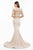 Terani Couture - 1823M7732 Embellished Feather Long Gown with Slit in Neutral
