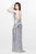 Primavera Couture - Long Beaded V-Neck Dress with a Slit 1823 in White