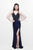 Primavera Couture - Beaded V-Neck Long Gown with a Slit 1824 in Blue