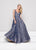 Colors Dress - 1825 Sleeveless Plunging Polka Dot Gown In Blue and Neutral