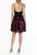 Terani Couture - 1825H7932 Plunging Beaded Lace Overlaid A-Line Dress In Black and Pink