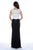Decode 1.8 - Lacy Two-Toned Draped Slit Gown 182909 in Black and White