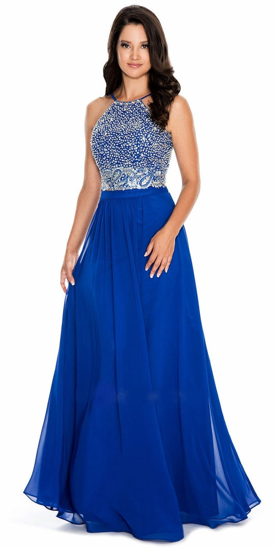 Decode 1.8 - Two-Piece Embellished Halter Neck Dress 182942 in Blue