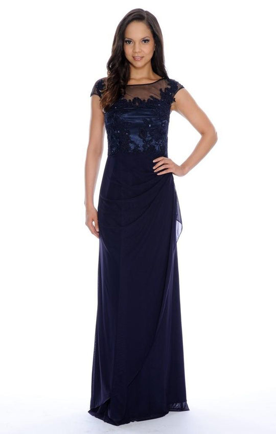 Decode 1.8 - Bateau Neckline Mesh Long Dress  183088 in Blue