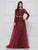 Colors Dress - 1830SL Lace Sheath Long Sleeve Gown with Overskirt In Red