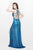 Primavera Couture - Beaded V-Neck Long Dress with Slit 1830 in Blue