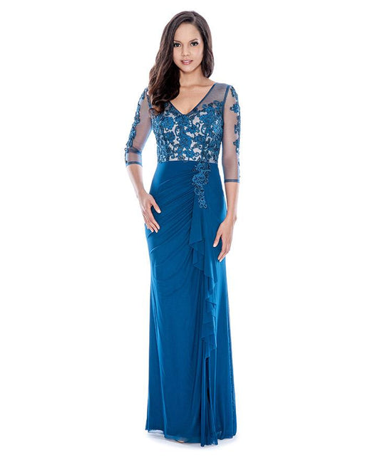 Decode 1.8 - Lace Applique Draped Gown  183186 in Blue