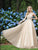 Colors Dress - 1832 Embellished Illusion Halter Ballgown in Neutral