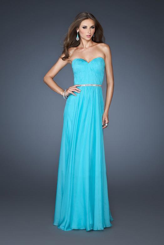 La Femme - 18332 Fabulous Flowing Strapless Sweetheart Evening Dress In Blue
