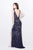 Primavera Couture - Glittering Sleeveless V-Neck Long Dress with Slit 1833 in Blue