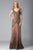 Feriani Couture - 18401 Embellished V Neck Lace Evening Gown In Bronze