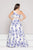 Two Piece Asymmetric Floral Evening Dress 1836 in Royal & White