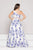 Colors Dress - 1836 Two Piece Asymmetric Floral Evening Dress In Blue and White