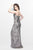 Primavera Couture - Floral Embellished Strapless Sweetheart Sheath Gown 1836 in Gray