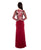 Decode 1.8 - Embroided V Neck Long Sleeves Long Dress 183794 in Red and Nude