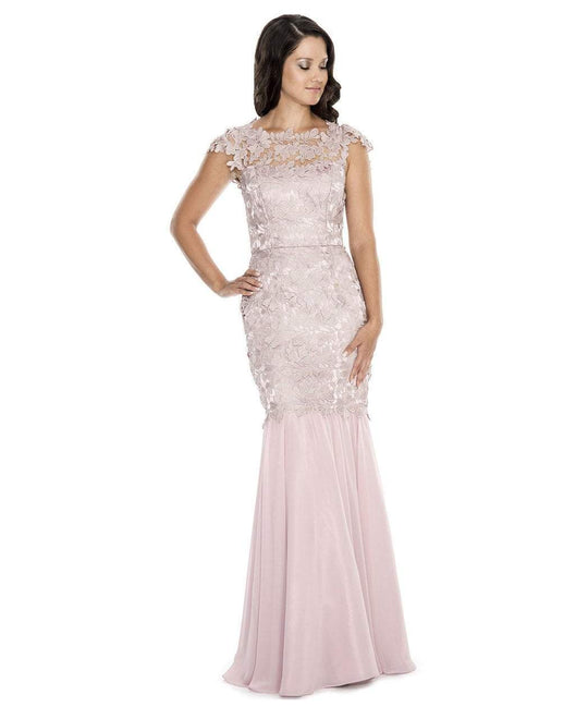 Decode 1.8 - 183974 Floral Mermaid Gown with Back Cut Out in Pink