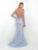 Intrigue - V-Neck Lace Embellished Evening Dress 183 in Blue and Neutral
