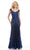 Feriani Couture - 18401 Embellished V Neck Lace Evening Gown In Blue