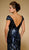 Rina Di Montella - RD1841 Sequined Wide V-neck Chiffon Sheath Gown in Blue