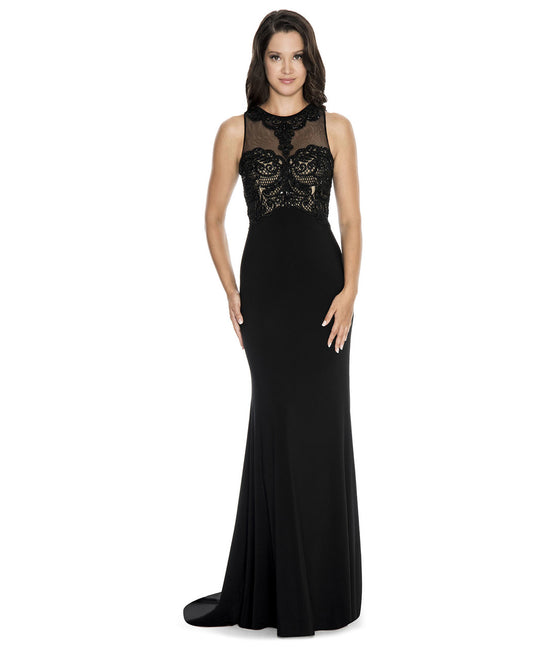 Decode 1.8 - 184116 Sleeveless Jewel Illusion Evening Dress in Black