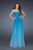 La Femme - 18415 Woven Patterned Chiffon A-line Dress In Blue