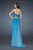 La Femme - 18415 Woven Patterned Chiffon A-line Dress In Blue