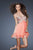 La Femme - 18418 Criss cross Crystal Embellished Cocktail Dress In Orange and Silver