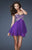 La Femme - 18418 Criss cross Crystal Embellished Cocktail Dress In Purple and Silver