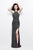 Primavera Couture - Lavishly Ornate High Halter Sheath Gown  1841 in Gray