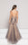 Colors Dress - 1841 Plunging Embroidered Trumpet Gown In Gray and Neutral