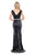 Decode 1.8 - 184290 Embellished Bateau Velvet Trumpet Dress In Gray