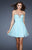 La Femme - 18434 Crystal Embellished Ruched Cocktail Dress In Blue