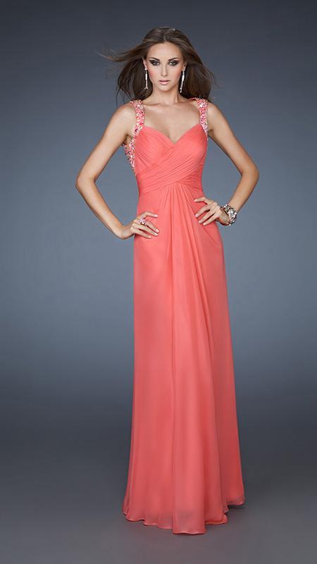 La Femme - Embellished Open Back Long Dress 18438 In Pink