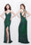 Primavera - 1844 Sequined Foliage Sheath Gown in Neutral and Green