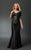 Daymor Couture - 1033 Faux Wrap Taffeta Trumpet Gown in Black