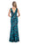 Decode 1.8 - 184659 Floral Print Jacquard Trumpet Dress In Green and Multi-Color