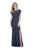 Decode 1.8 - 184676 Floral Lace Cap Sleeve Bateau Trumpet Dress In Blue and Black