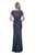 Decode 1.8 - 184676 Floral Lace Cap Sleeve Bateau Trumpet Dress In Blue and Black