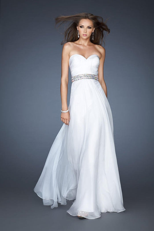 La Femme - 18471 Embellished Sweetheart A-line Gown In White
