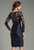 Feriani Couture Sequined Sheer Short Dress 18474 In Blue