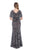 Decode 1.8 - 184762 Flutter Sleeve Illusion Caviar Beaded Gown In Blue