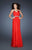 La Femme - 18476 Dazzling Halter Style Cutout Back Evening Dress In Red