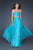 La Femme - 18482 Embellished Gathered A-line Dress In Blue