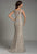 Feriani Couture - 18484 Crystal Embellished Floral Long Dress In Silver and Neutral