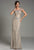 Feriani Couture - 18484 Crystal Embellished Floral Long Dress In Silver and Neutral