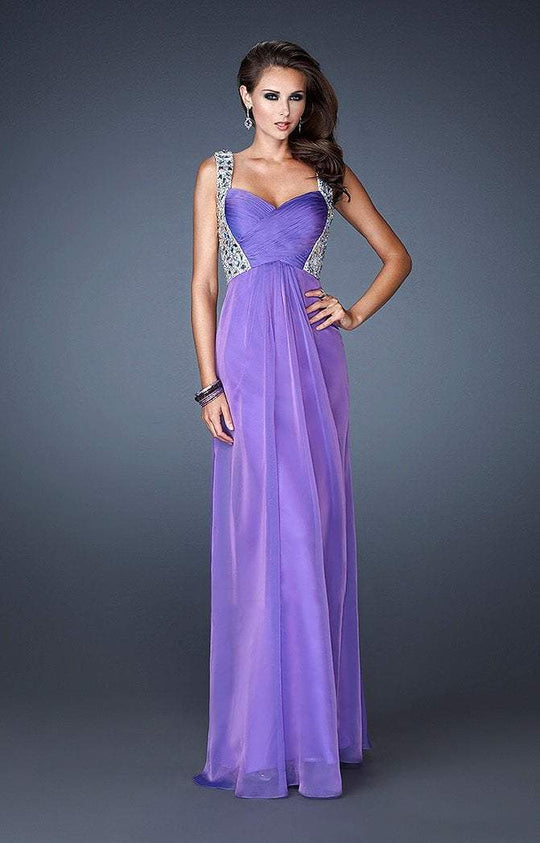 La Femme - 18487 Precious Stone Studded A-Line  Sweetheart Gown In Purple